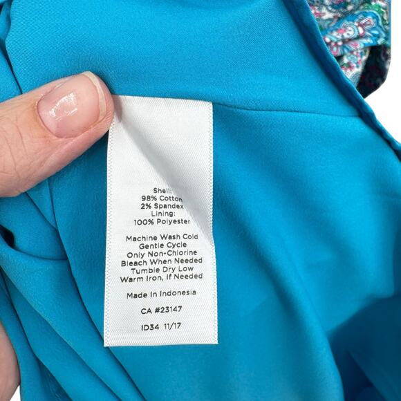 Talbots Blue Paisley Print Belted Sleeveless Fit & Flare Midi Dress Maximalist - Picture 12 of 12